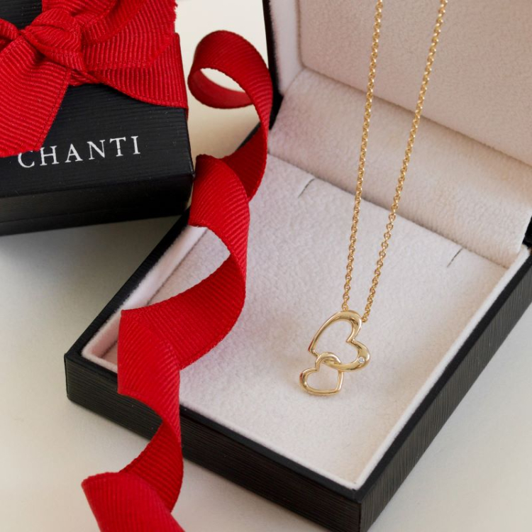 Herz Diamantanhänger in 14 karat Gold 0,01 ct