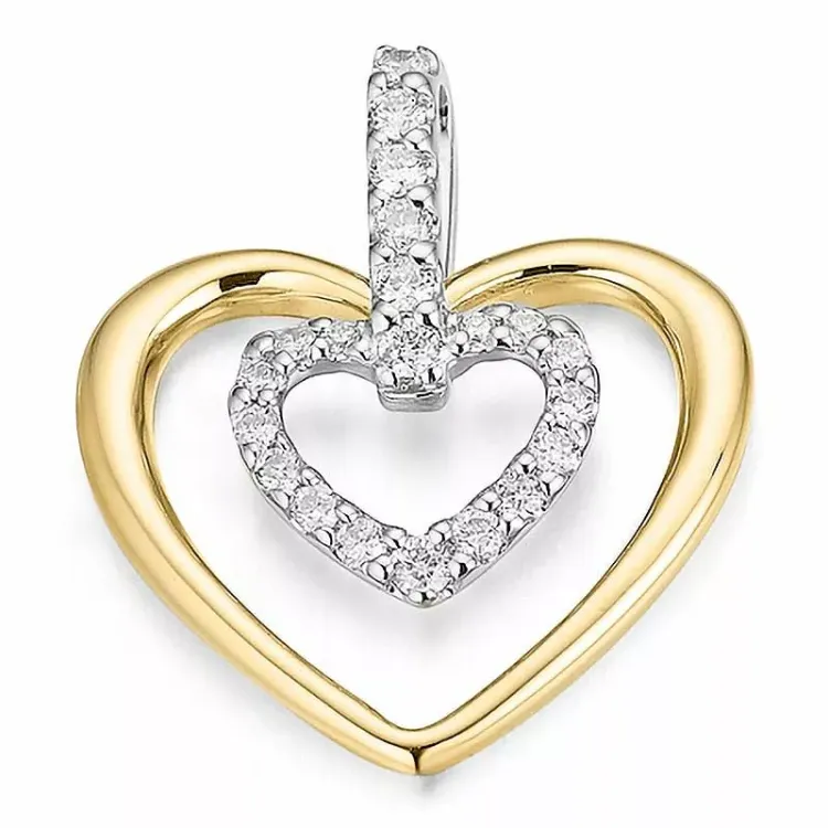 Herz Diamant Anhänger in 14 karat Gold- und Weißgold 0,199 ct
