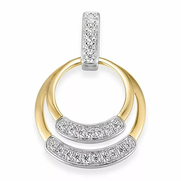 runder Diamant Anhänger in 14 karat Gold- und Weißgold 0,216 ct