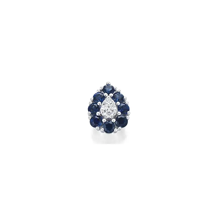 Tropfenförmigen Saphir Diamantanhänger in 14 karat Weißgold 0,95 ct 0,06 ct