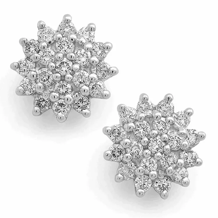 Großen Stern Diamant Ohrstecker in 14 Karat Weißgold mit Diamanten 