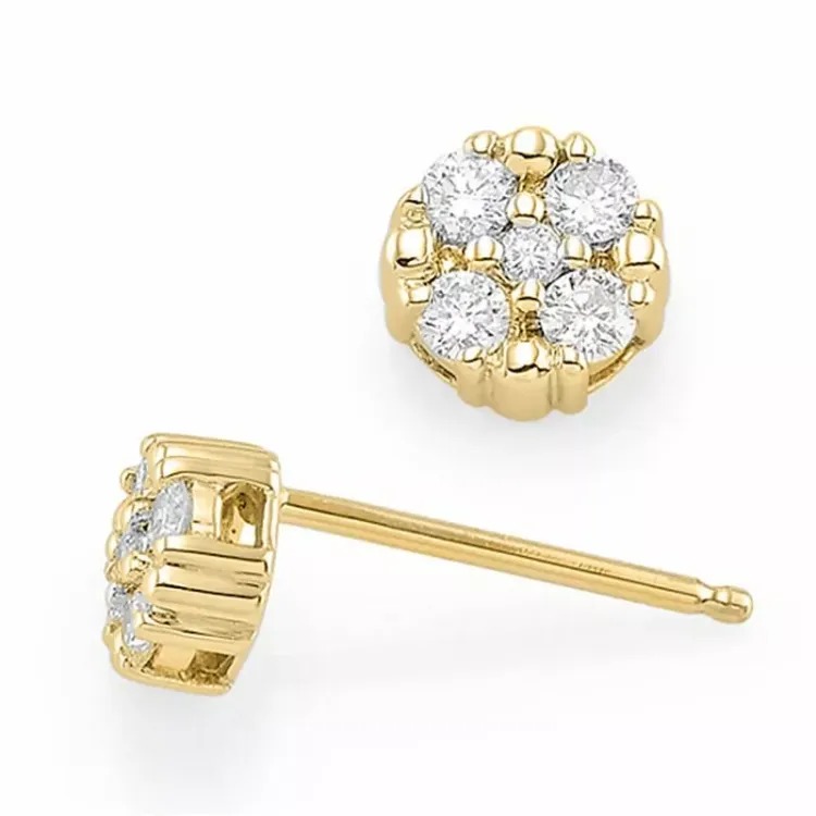 runden Diamantohrringe in 14 Karat Gold mit Diamant 