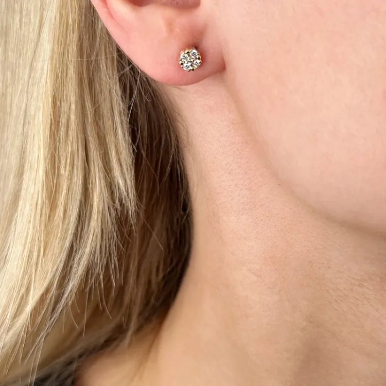 runden Diamantohrringe in 14 Karat Gold mit Diamant 