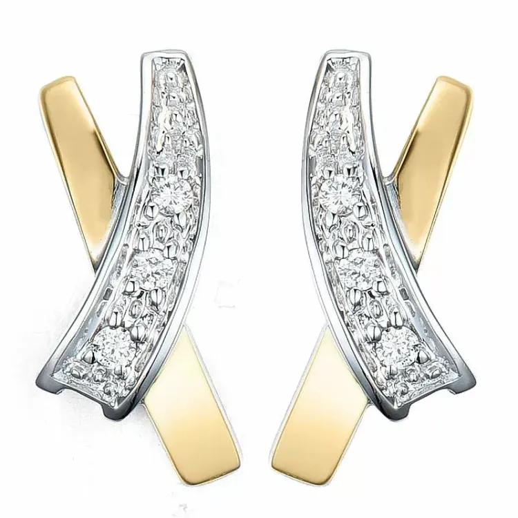 Diamant Ohrstecker in 14 Karat Gold und Weißgold mit Diamant