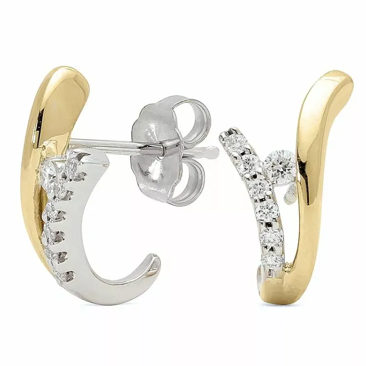 Diamant Ohrstecker in 14 Karat Gold und Weißgold mit Diamant 
