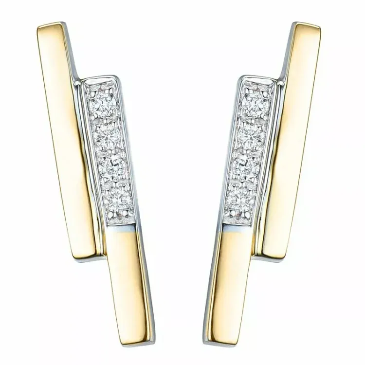 Tollen Diamant Ohrstecker in 14 Karat Gold und Weißgold mit Diamanten