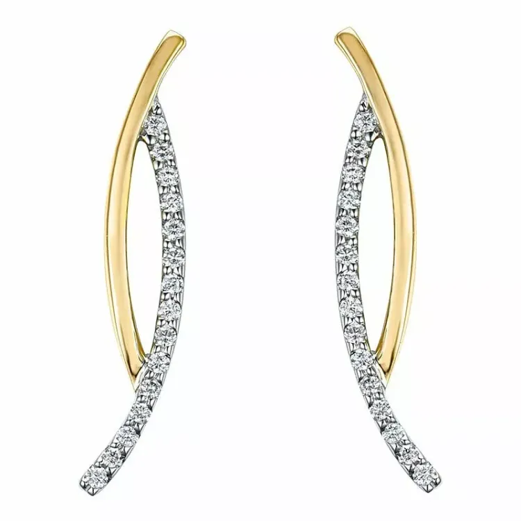 Diamant Ohrstecker in 14 Karat Gold und Weißgold mit Diamant 