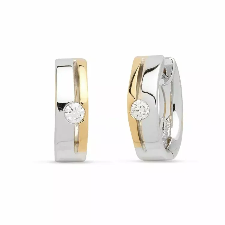 14 mm diamant kreole in 14 karat gold und weißgold mit diamanten 
