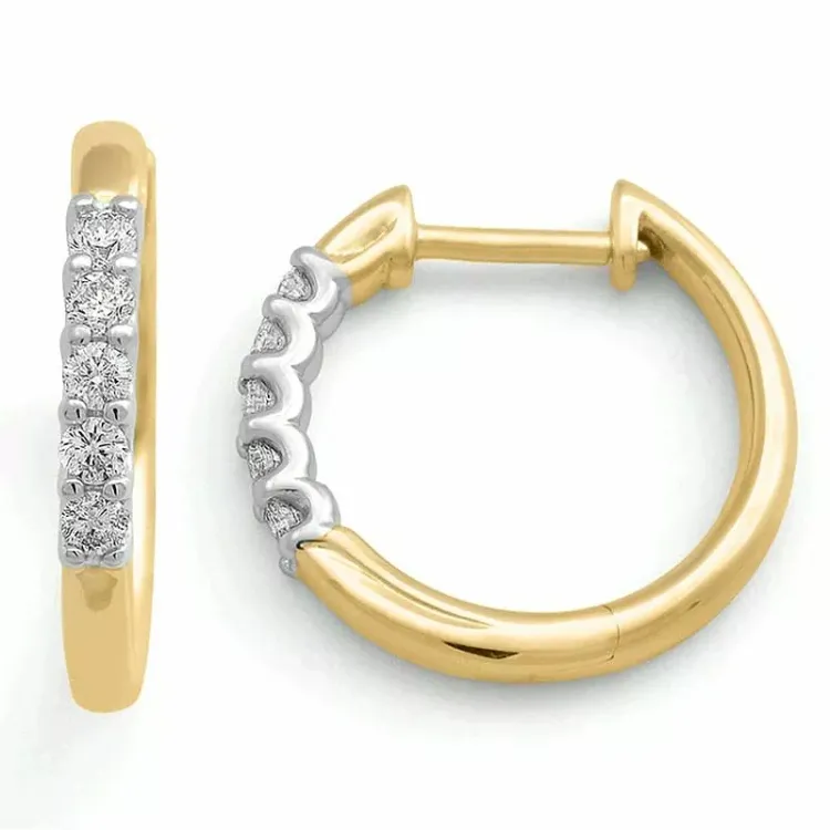 16 mm Kreole in 14 Karat Gold und Weißgold mit Diamant