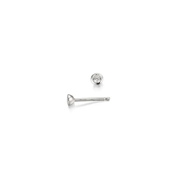 2 x 0,05 ct Solitärohrstecker in 14 Karat Weißgold mit Diamant 