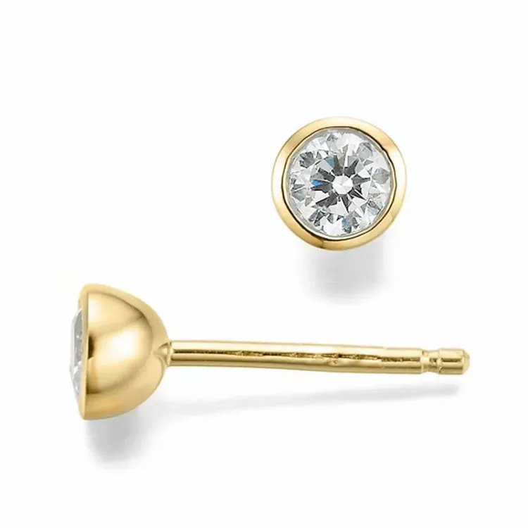 runden Diamant Solitärohrstecker in 14 Karat Gold mit Diamant 