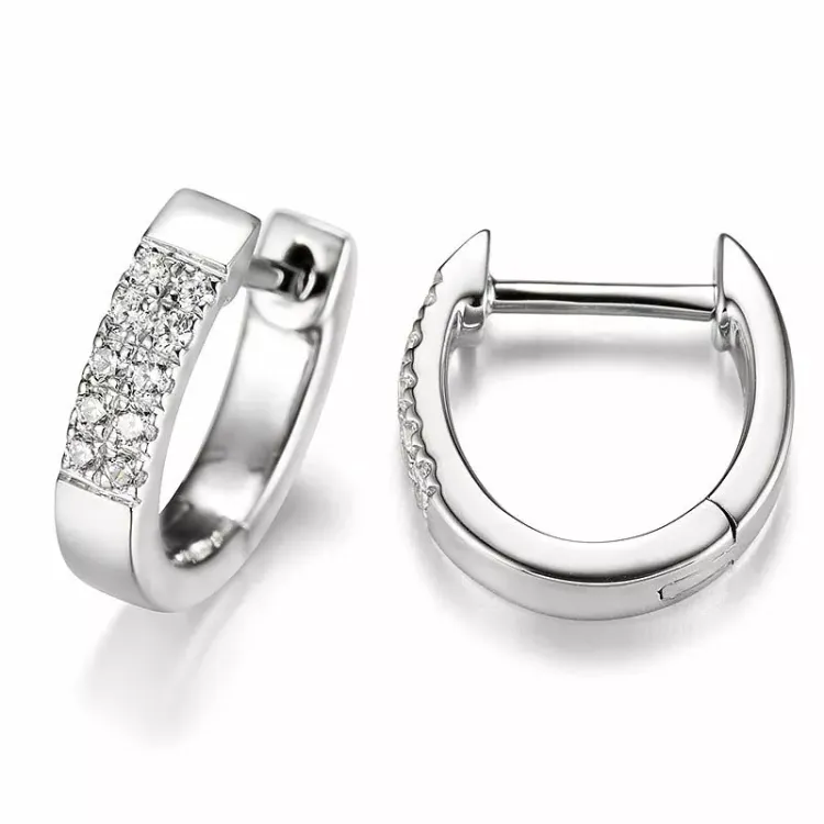 12 mm diamant kreole in 14 karat weißgold mit diamanten