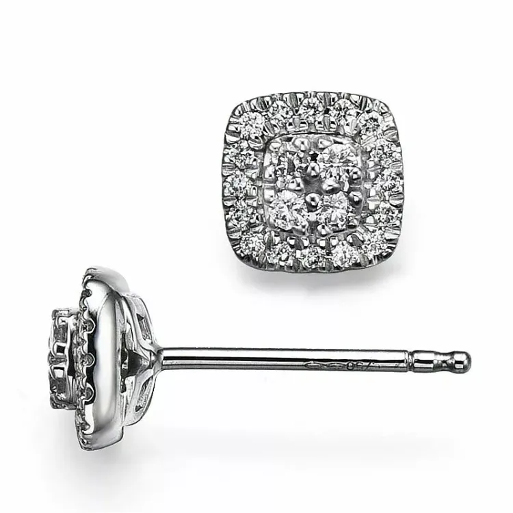 viereckigem Brillantohrringen in 14 Karat Weißgold mit Diamant
