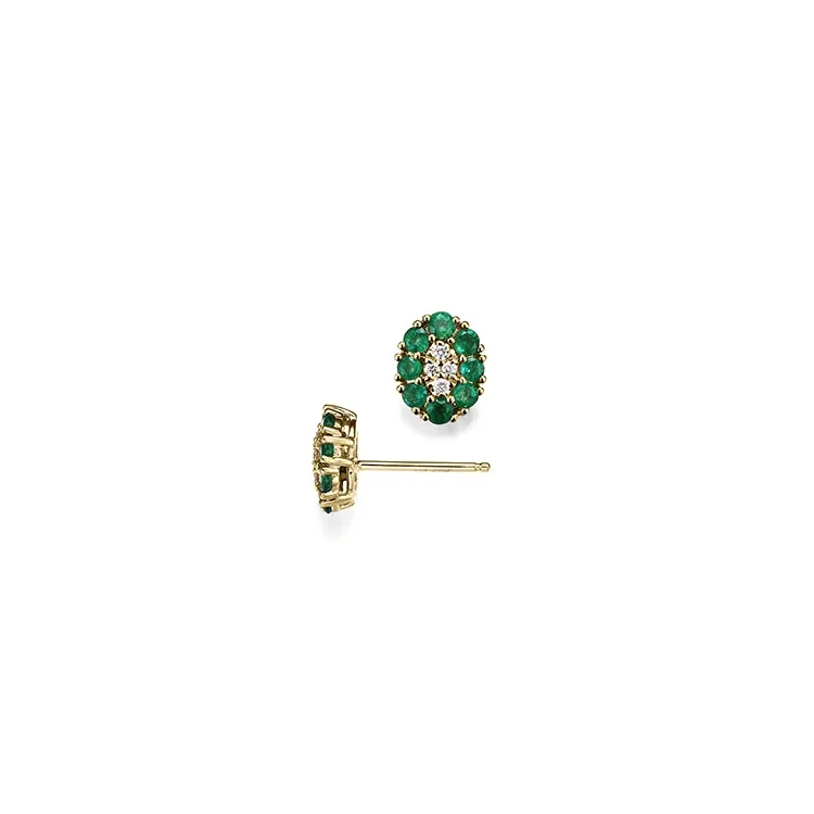 ovalen Smaragd Diamantohrringe in 14 Karat Gold mit Smaragd und Diamant