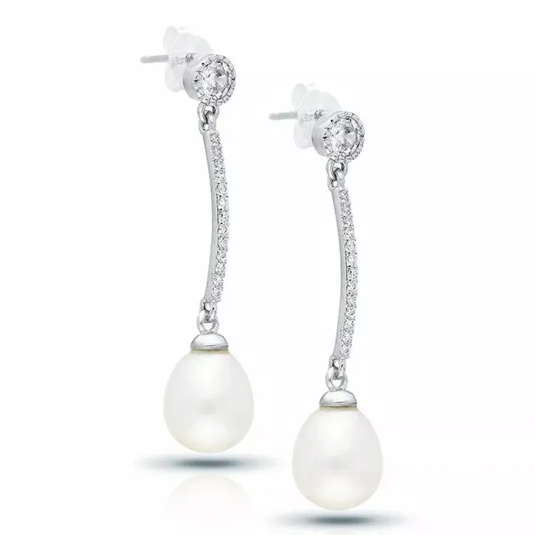Tropfen Perle Ohrringe in Silber