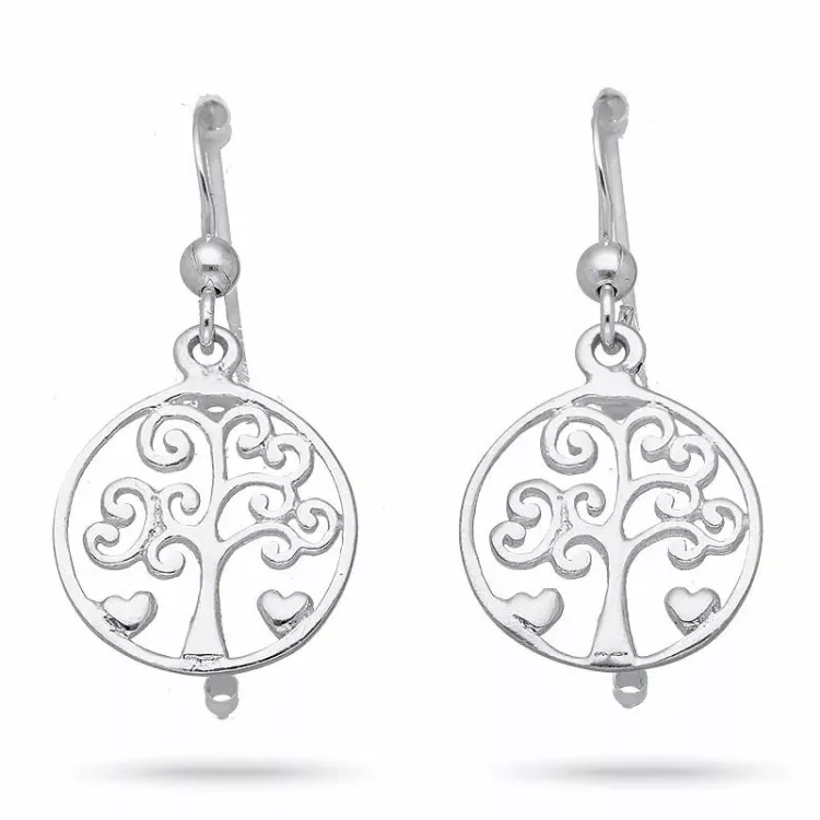 Lange lebensbaum ohrringe in silber