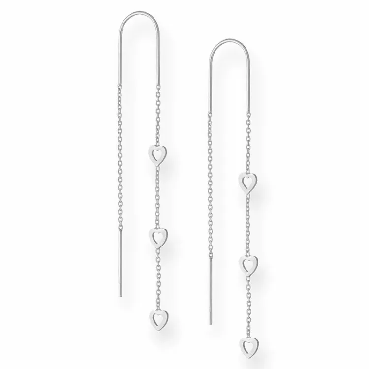 Lange herzen ohrringe in silber