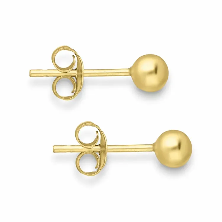 4 mm Kugel Ohrstecker in vergoldetem Silber