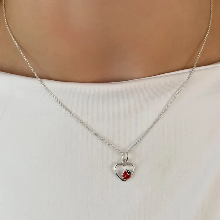 Herz Marienkäfer Anhänger aus Silber