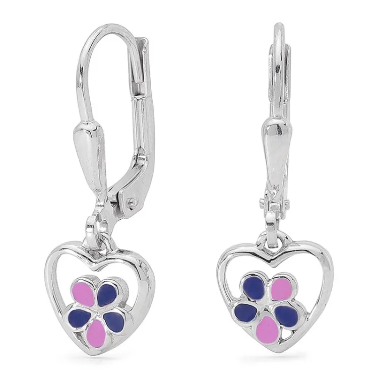 Herz Blumen Ohrringe in Silber - Little Ones