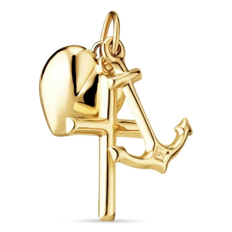 echten Glaube-Hoffnung-Liebe Anhänger aus 9 Karat Gold - Amoré