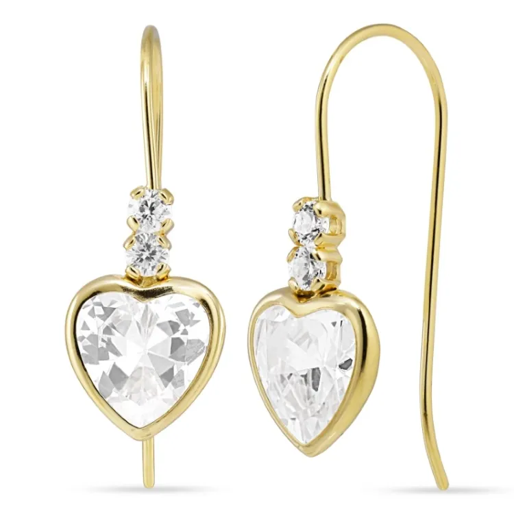 Herzohrringe in 9 Karat Gold mit Zirkon - Gold Collection