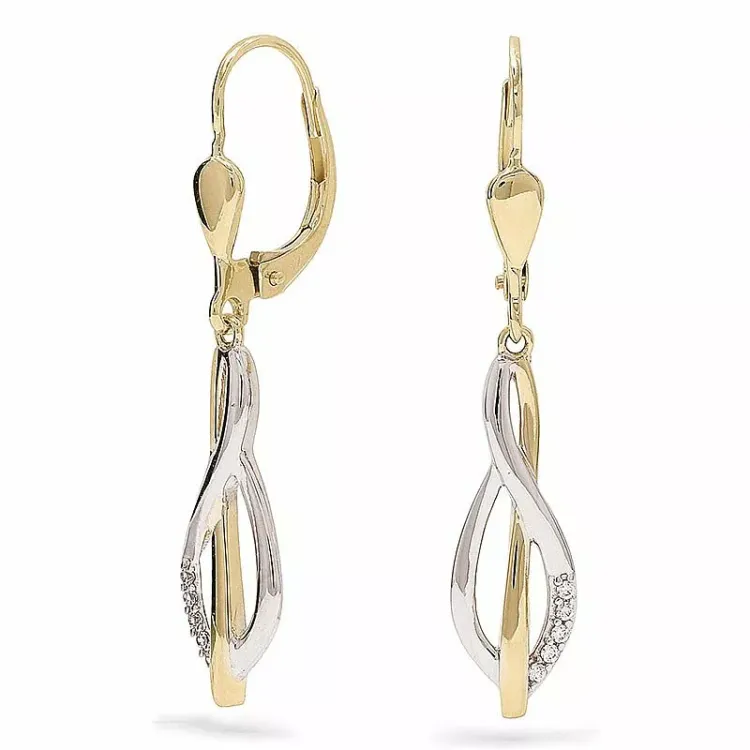 lange Goldohrringe in 9 Karat Gold mit Rhodium mit