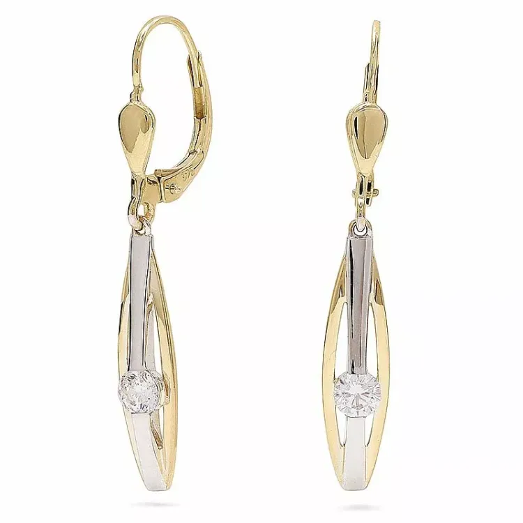 Lange Goldohrringe in 9 Karat Gold mit Rhodium mit