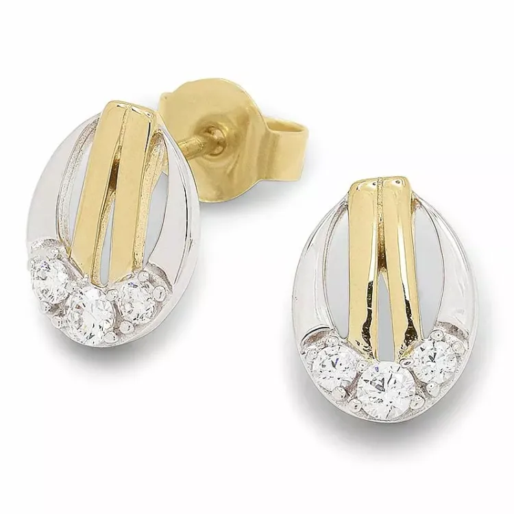 Ovalen Goldohrringe in 9 Karat Gold mit Rhodium mit 