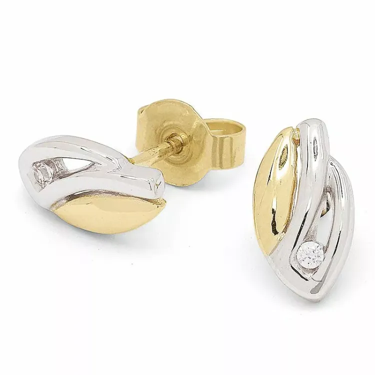 Goldohrringe in 9 Karat Gold mit Rhodium mit 