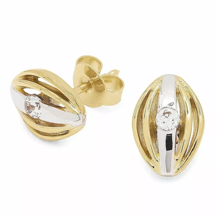 Goldohrringe in 9 Karat Gold mit Rhodium mit 