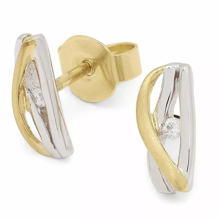 Goldohrringe in 9 Karat Gold mit Rhodium mit