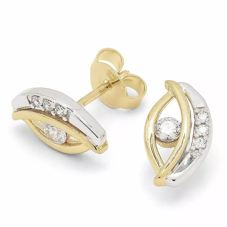 Goldohrstecker in 9 Karat Gold mit Rhodium mit 