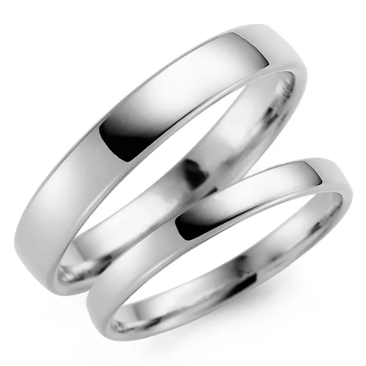 4 und 3 mm trauringe aus 14 Karat Weißgold - set