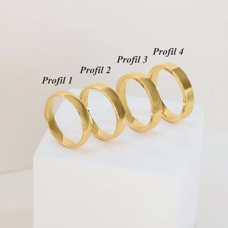 6 und 4 mm trauringe aus 14 Karat Gold - set
