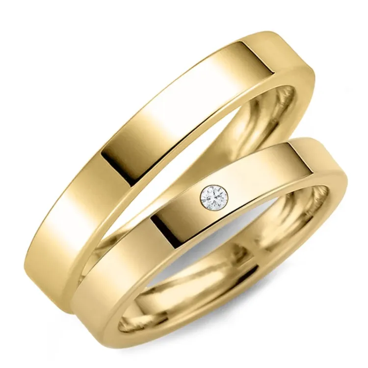 3 mm Diamant trauringe aus 9 Karat Gold - set