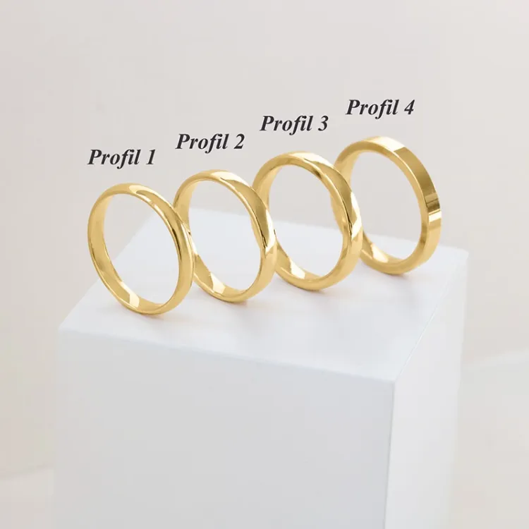 eng 3 mm Trauring aus 14 Karat Gold
