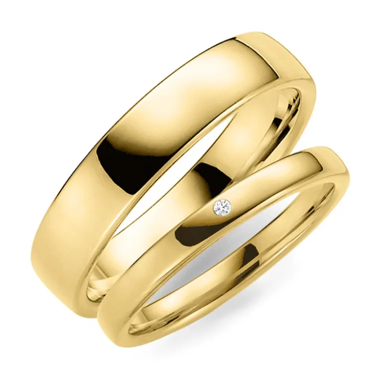 5 und 3 mm Diamant trauringe aus 9 Karat Gold - set