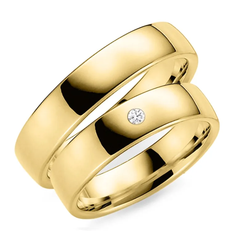 5 mm trauringe aus 9 Karat Gold 0,03 ct - set