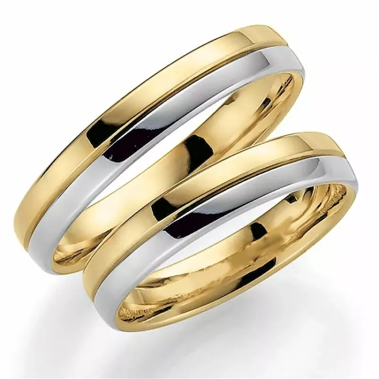 4 mm trauringe aus 14 Karat Gold- und Weißgold - set