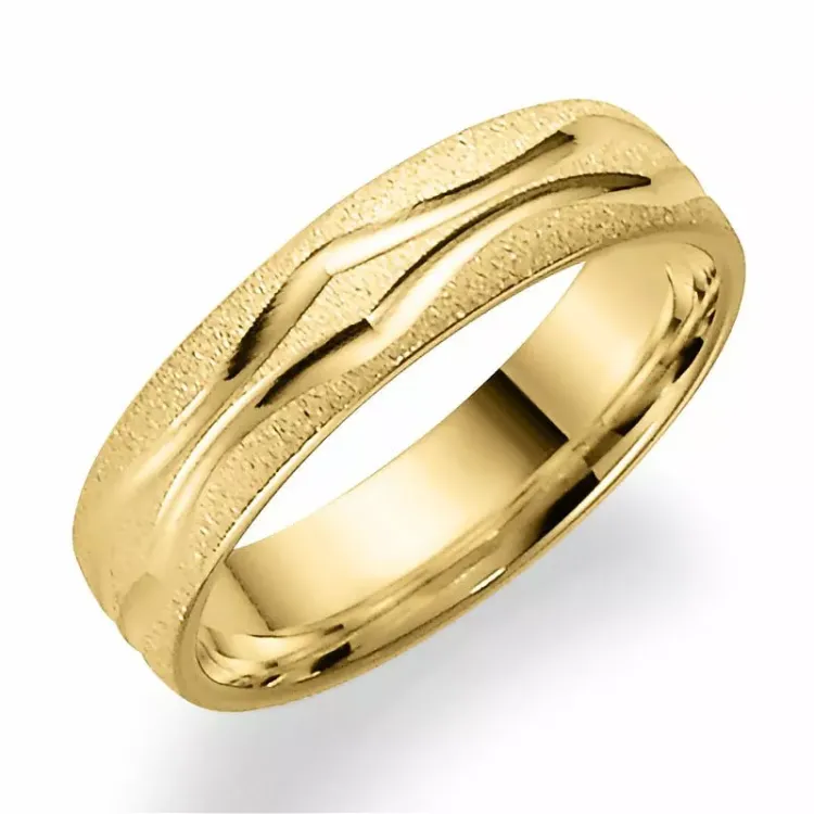 Gemusterter 5 mm trauring aus 9 karat gold