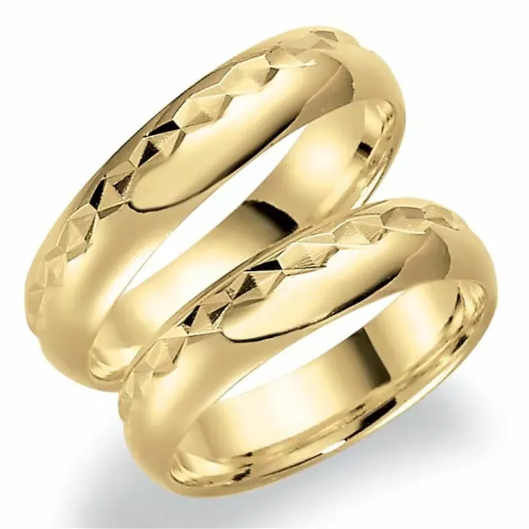 Muster 5 mm trauringe aus 14 Karat Gold - set