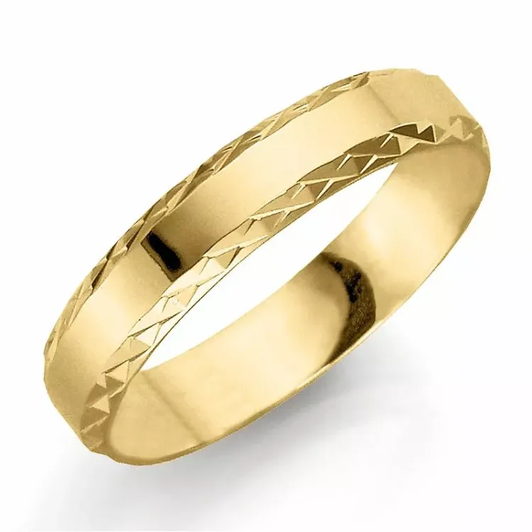 Gemusterter 4 mm trauring aus 14 karat gold