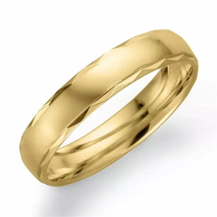 Gemusterter 4 mm trauring aus 14 karat gold