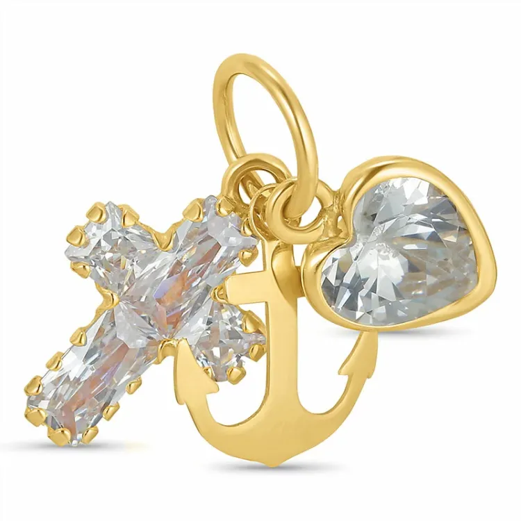 Glaube-Hoffnung-Liebe Zirkon Anhänger aus 9 Karat Gold - Amoré