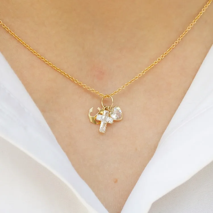 Glaube-Hoffnung-Liebe Zirkon Anhänger aus 9 Karat Gold - Amoré