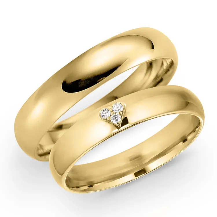 4 mm Diamant trauringe aus 14 Karat Gold 0,03 ct - set