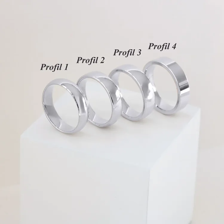 5 mm trauringe aus 9 Karat Weißgold - set