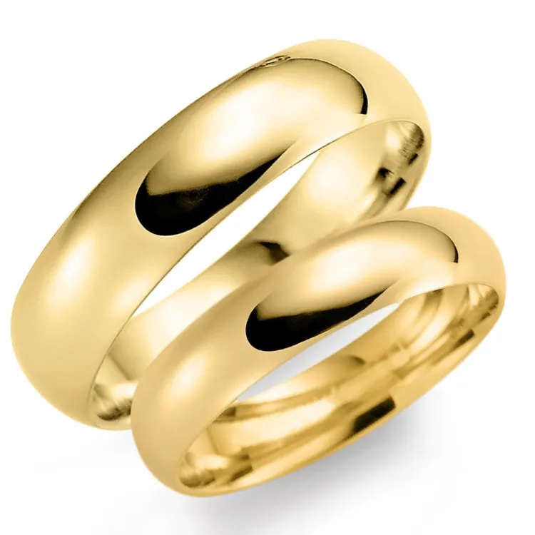 6 und 5 mm trauringe aus 14 Karat Gold - set