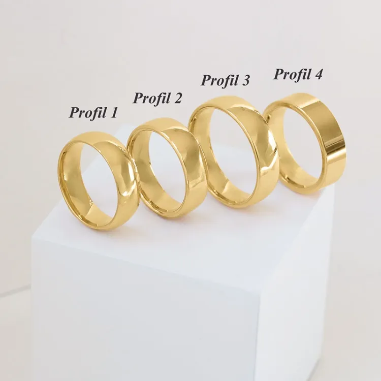 6 mm trauringe aus 9 Karat Gold 0,03 ct - set